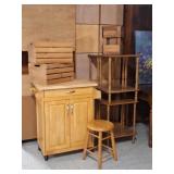 Rolling Island, End Table, Stool, Wooden Crates