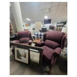 Pair of Wingback Chairs, Mirror, Floor Lamp Table