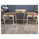 Vintage Marble Top Table, 2 Matching End Tables