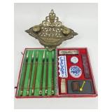 Chinese Calligraphy Set, Brass Inkwell