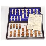 Vintage 1957 Chinese Puzzle Ball Figural Chess Set