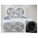 4 Sarasota Breeze Twin Window Fans & 1 Fan