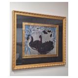 Framed Jessie Arms Botke 'Black Swans' Print