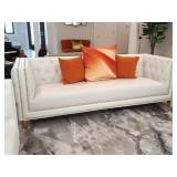 Chesterfield Faux Leather Sofa, Deco Pillows