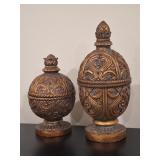 Two Decorative Resin Urns with Lids