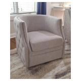 Pair of Matching Tufted Swivel Barrel Side Chairs