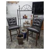 Metal Shelf, 2 Bar Stools