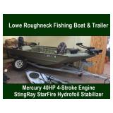 Lowe Roughneck Boat & Trailer, 40HP Merc 4-Stroke
