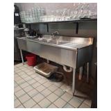 3 Compartment Underbar Sink, Auto Glass Washer