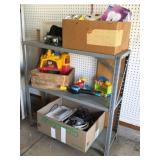 3 Tier Metal Shelving, Lightbulbs, Samsung DVD/VCR