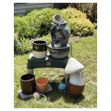 Outdoor Fountain, Haeger Planter, Resin Mushroom