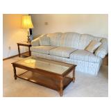 Sofa, Tables, Swivel Rocking Side Chair, Lamp