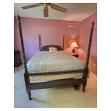 Spindle Bed, Nightstand, Lamp