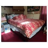 Queen Bed & Decorative Oval Mirror