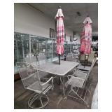 Patio Table & Chairs, 3 Umbrellas, 1 Table/Base