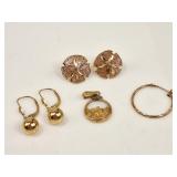 3 Grams 14k Gold: Earrings, Nugget Pendant