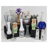 Glass & Ceramic Bud Vases, Hand Blown Vase