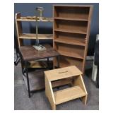 Shelves, Wood Step, End Table, Lamp