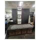 Entry Bench w/ 4 Drawers & 4 Baskets, Ladder Frame