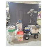 Garden Cart, Bird Seed, Windchimes, Metal Frog