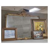 Heavy Antique Mirror & Oil Paintings