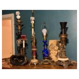 7 Vintage Table Lamps, One Brass Stiffel Lamp
