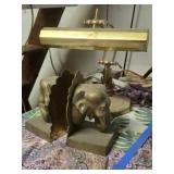 Brass Desk Lamp & Gatco Elephant Book Ends