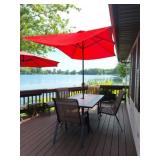 Patio Table & Chairs, Umbrella, Footstools