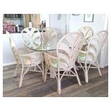 Wicker & Ratann Pedestal Table & Chairs