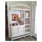 Whitewashed Rattan & Wicker Etagere