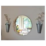 Seashell Mirror, Galvanized Wall Pockets, Decor
