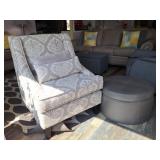 Accent Chair, Faux Leather Storage Ottoman