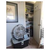 Cosco Stool, Fan, Holmes Air Cleaner, Lanterns