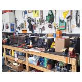 Workbench, Sign, Neon Clock, B&D Drill, Tools