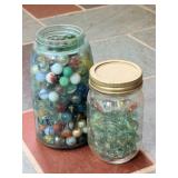 2 Jars of Vintage Marbles & Shooters