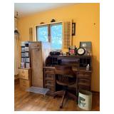 Vintage Rolltop Desk, Bankers Wood Chair & More