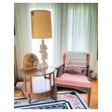 Mid-Century End Table, Chair, Lamp & Radio