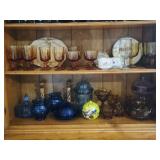 Amber Glass, Colbalt Blue Vases
