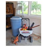 B&D Hedge Trimmer, Craftsman Spreader, Ladder