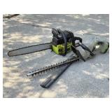 Poulan Gas Chain Saw, Earthwise Hedge Trimmer