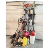 Gas Cans, Lawn Tools, Push Broom, Ladder