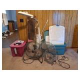 Floor Fans, Totes, OttLite Lamp, Training Collar