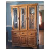 2 Pc China Hutch with Stained Glass Doors