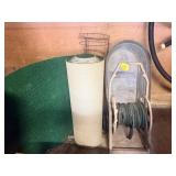 Hose Reel, Galvanized Tub, Tomato Cages