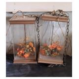 2 Plexi Glass & Wood Hanging Lamps
