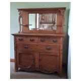 Antique Victorian Golden Oak Side Board