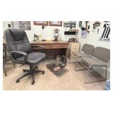 Office: Desk, Chairs, File Cabinet, Harley