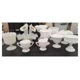 Milk Glass: Fenton Epergne, Grapevine Pattern
