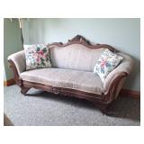 Victorian Style Carved Wood Settee