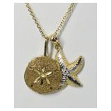 8.78 Grams 14K Gold Sea Themed Pendants & Chain